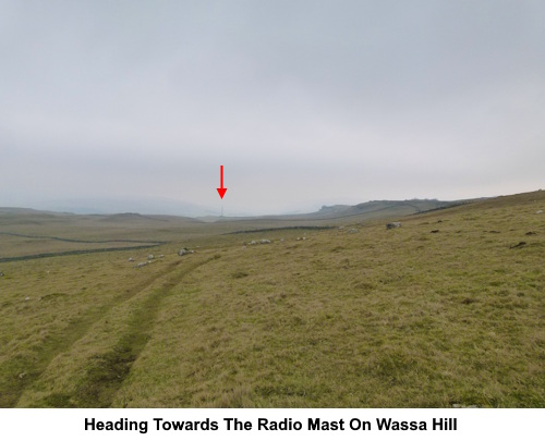 Heading towards the radio mast at Wassa Hill indicated by the red arrow.