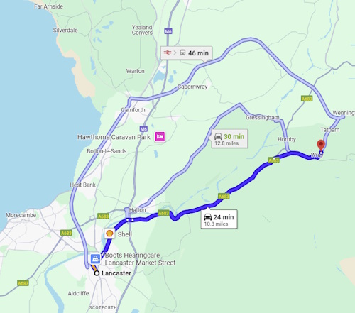 Example of Google map with directions.